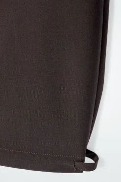 New COS DRAWSTRING TWILL BARREL-LEG TROUSERS DARK BROWN