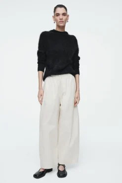 Discount COS ELASTICATED BARREL-LEG PANTS OFF-WHITE