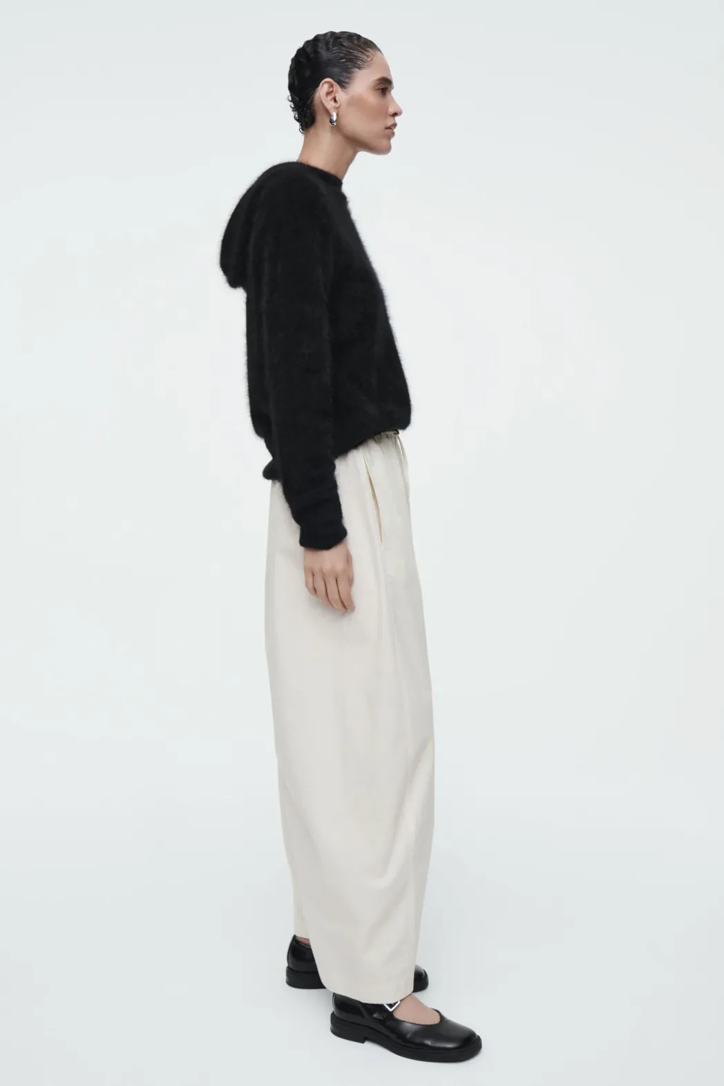 Discount COS ELASTICATED BARREL-LEG PANTS OFF-WHITE