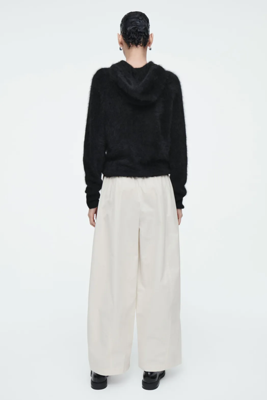 Discount COS ELASTICATED BARREL-LEG PANTS OFF-WHITE