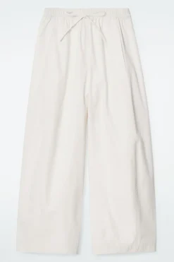Discount COS ELASTICATED BARREL-LEG PANTS OFF-WHITE