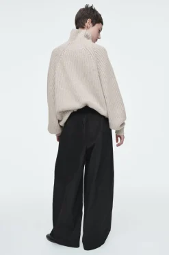 New COS ELASTICATED BARREL-LEG PANTS BLACK