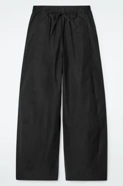New COS ELASTICATED BARREL-LEG PANTS BLACK