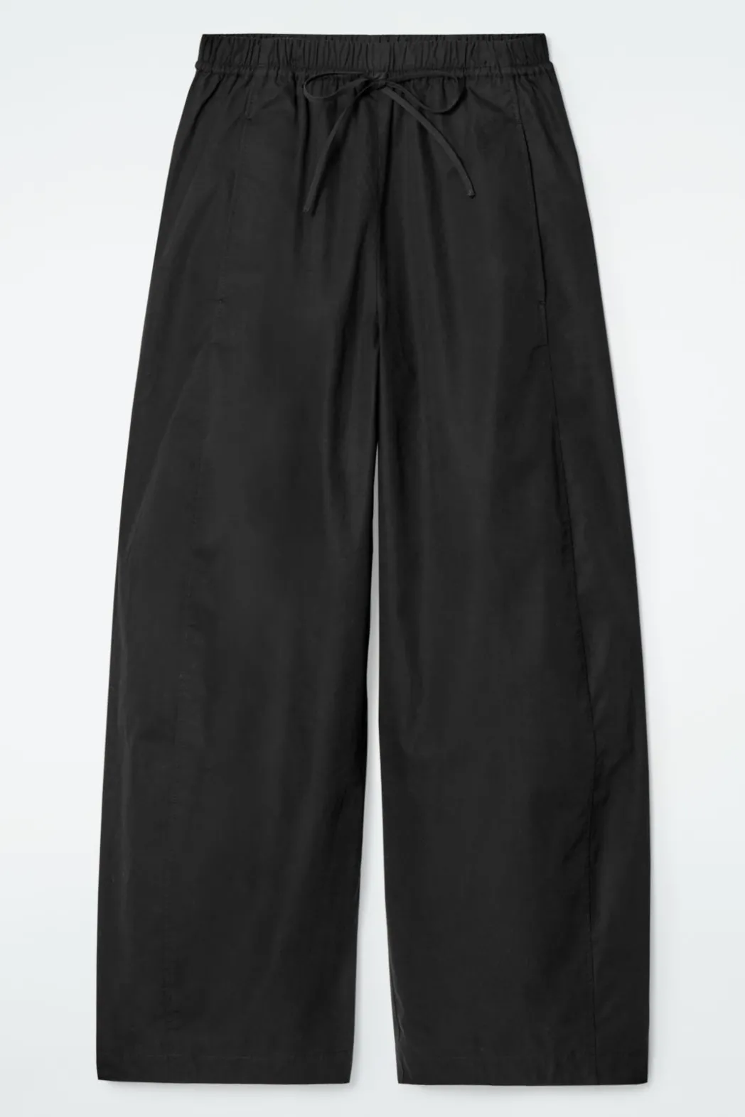New COS ELASTICATED BARREL-LEG PANTS BLACK