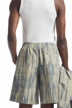 COS ELASTICATED BERMUDA SHORTS BEIGE / BLUE