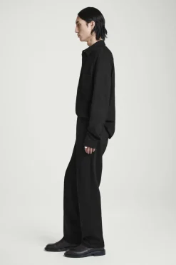 Discount COS ELASTICATED BOILED-WOOL PANTS BLACK
