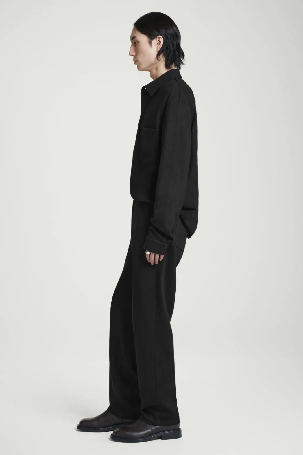 Discount COS ELASTICATED BOILED-WOOL PANTS BLACK