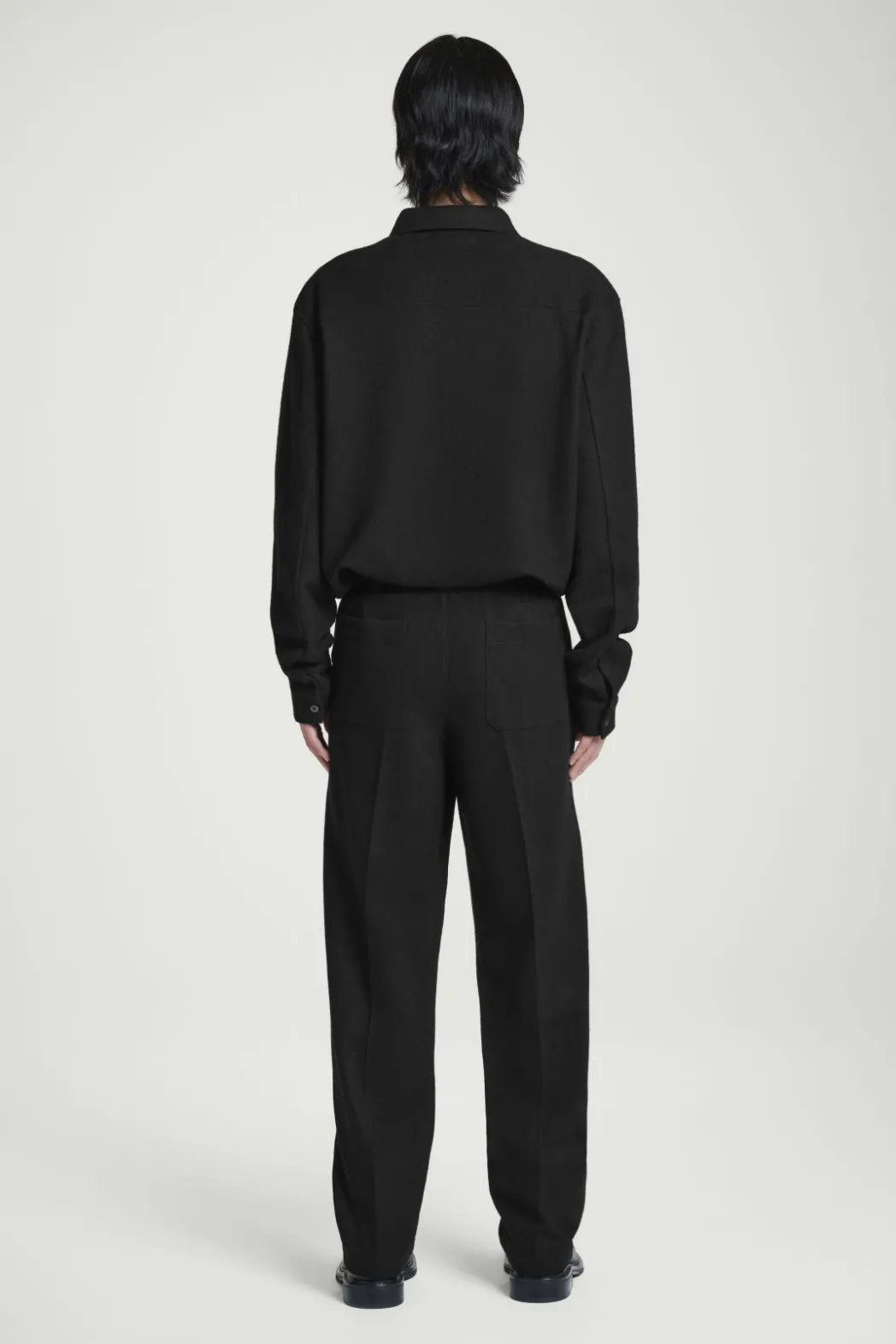 Discount COS ELASTICATED BOILED-WOOL PANTS BLACK