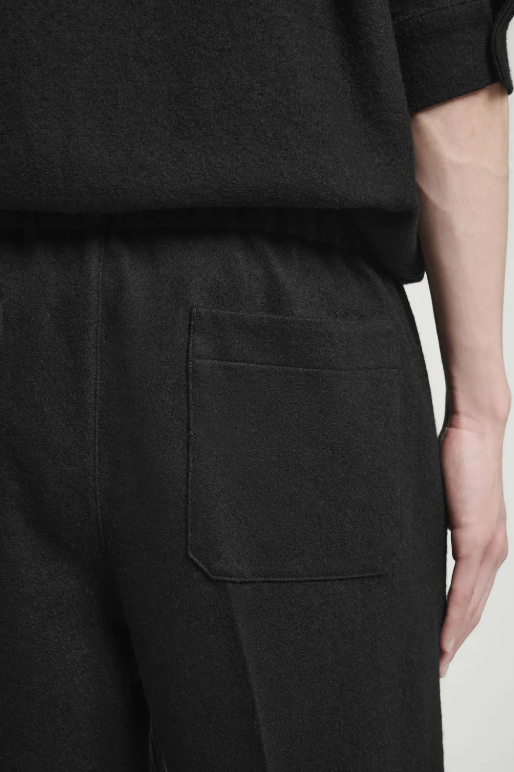 Discount COS ELASTICATED BOILED-WOOL PANTS BLACK