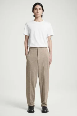 New COS ELASTICATED BOILED-WOOL PANTS DARK BEIGE