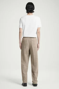 New COS ELASTICATED BOILED-WOOL PANTS DARK BEIGE