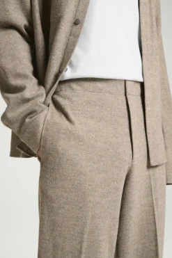 New COS ELASTICATED BOILED-WOOL PANTS DARK BEIGE