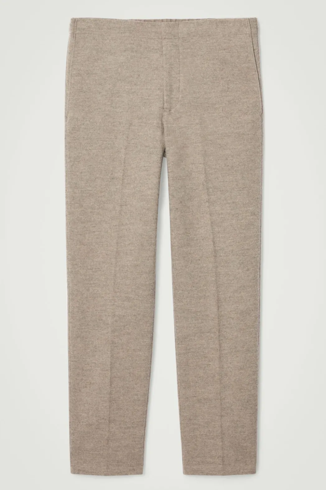 New COS ELASTICATED BOILED-WOOL PANTS DARK BEIGE
