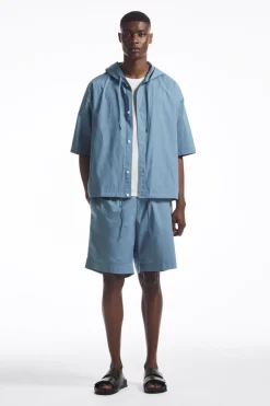 New COS ELASTICATED COTTON SHORTS BLUE
