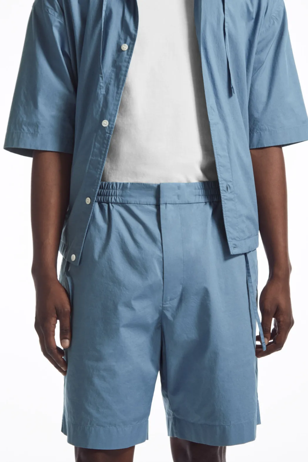 New COS ELASTICATED COTTON SHORTS BLUE