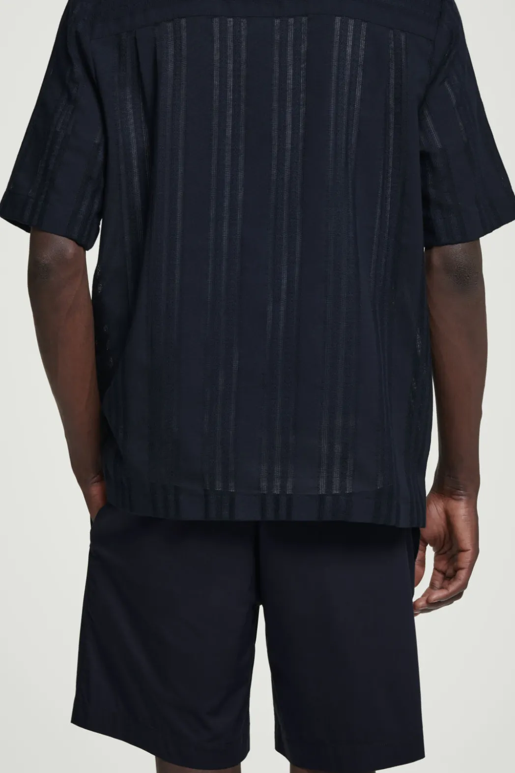 New COS ELASTICATED COTTON-BLEND SHORTS NAVY