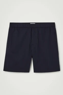 New COS ELASTICATED COTTON-BLEND SHORTS NAVY