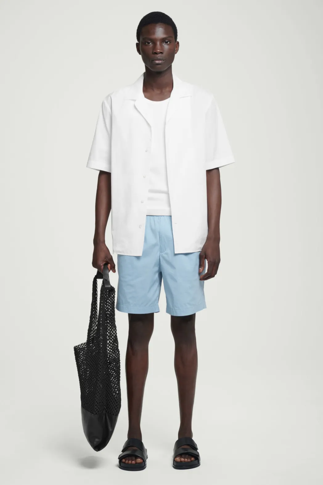 Outlet COS ELASTICATED COTTON-BLEND SHORTS SKY BLUE
