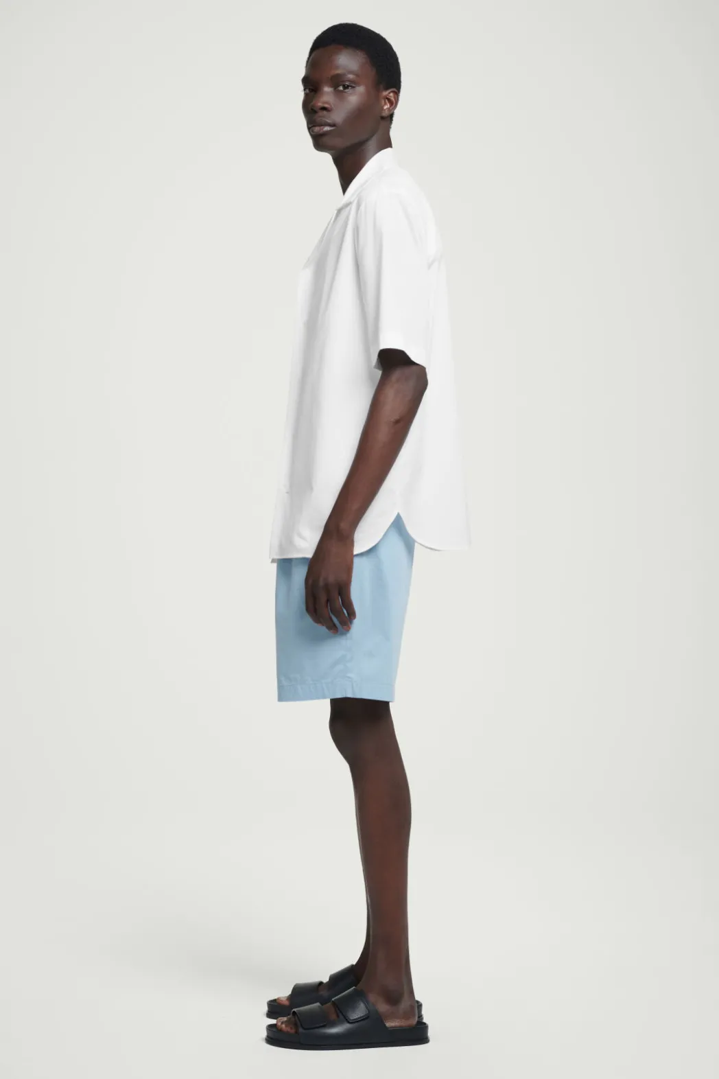 Outlet COS ELASTICATED COTTON-BLEND SHORTS SKY BLUE