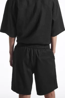 New COS ELASTICATED LINEN SHORTS BLACK