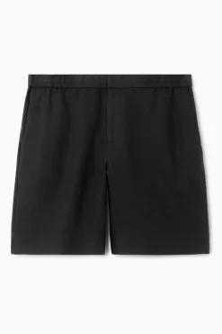 New COS ELASTICATED LINEN SHORTS BLACK