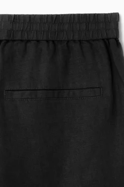 New COS ELASTICATED LINEN SHORTS BLACK