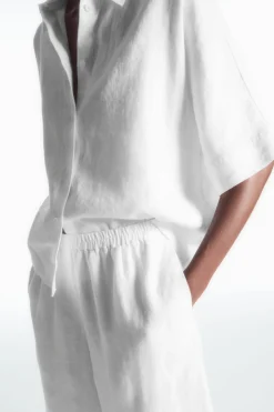 Hot COS ELASTICATED LINEN SHORTS WHITE