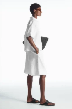 Hot COS ELASTICATED LINEN SHORTS WHITE