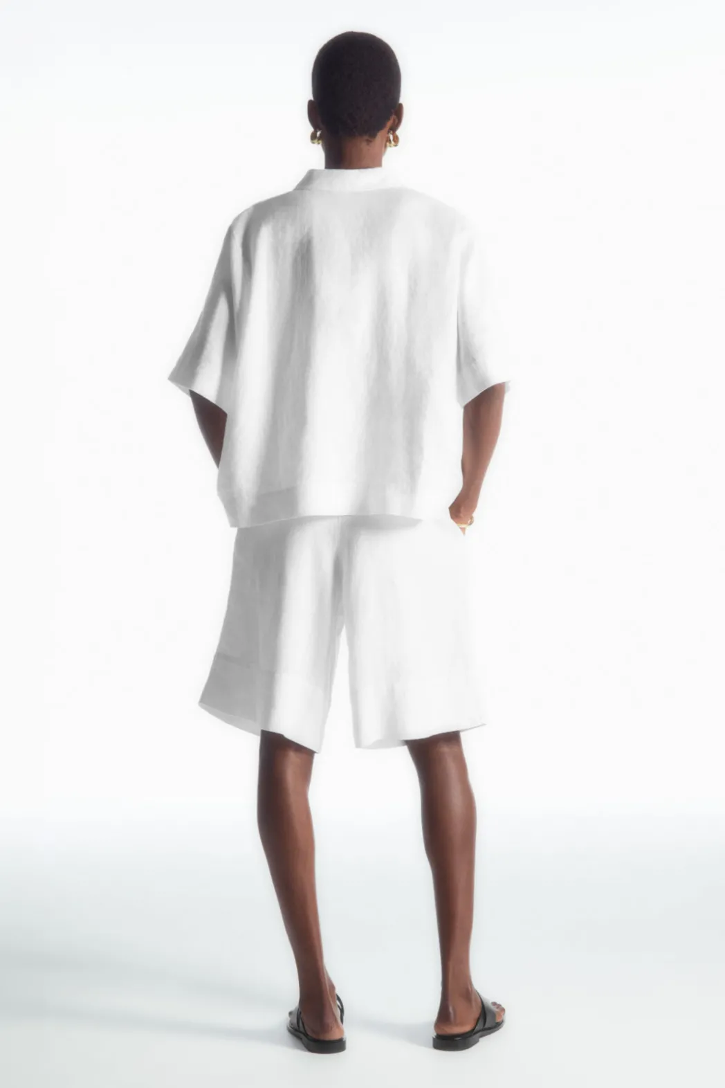 Hot COS ELASTICATED LINEN SHORTS WHITE