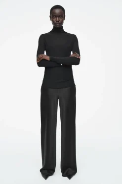 Hot COS ELASTICATED SATIN PANTS BLACK