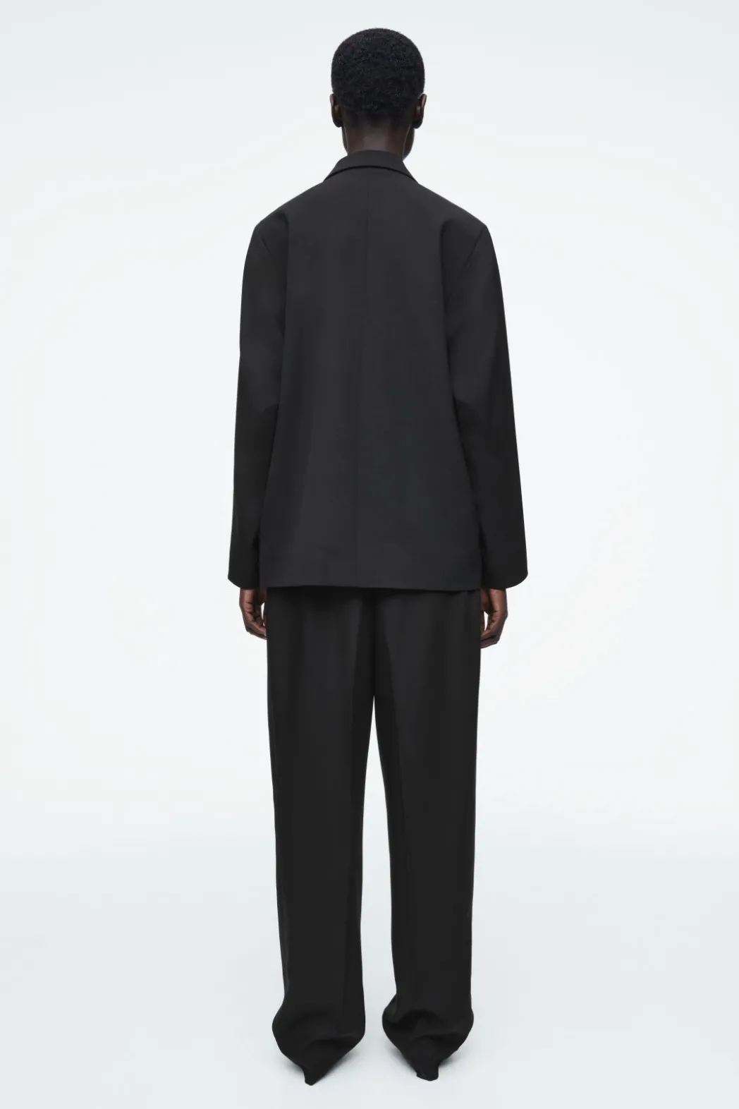New COS ELASTICATED STRAIGHT-LEG PANTS BLACK