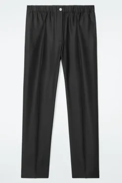 New COS ELASTICATED STRAIGHT-LEG PANTS BLACK