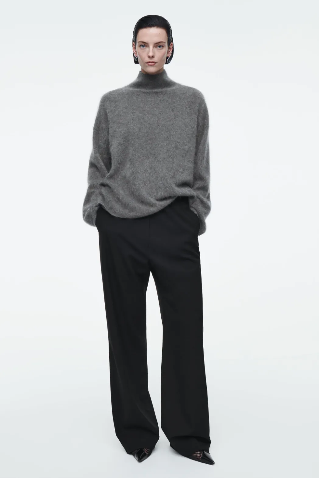 Hot COS ELASTICATED TAILORED WOOL PANTS BLACK