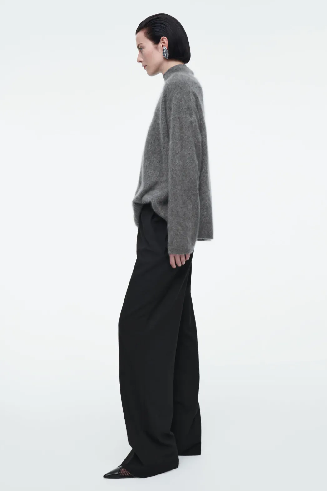 Hot COS ELASTICATED TAILORED WOOL PANTS BLACK