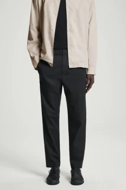 Discount COS ELASTICATED TAPERED TWILL PANTS BLACK