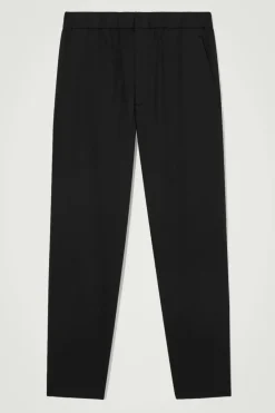 Discount COS ELASTICATED TAPERED TWILL PANTS BLACK