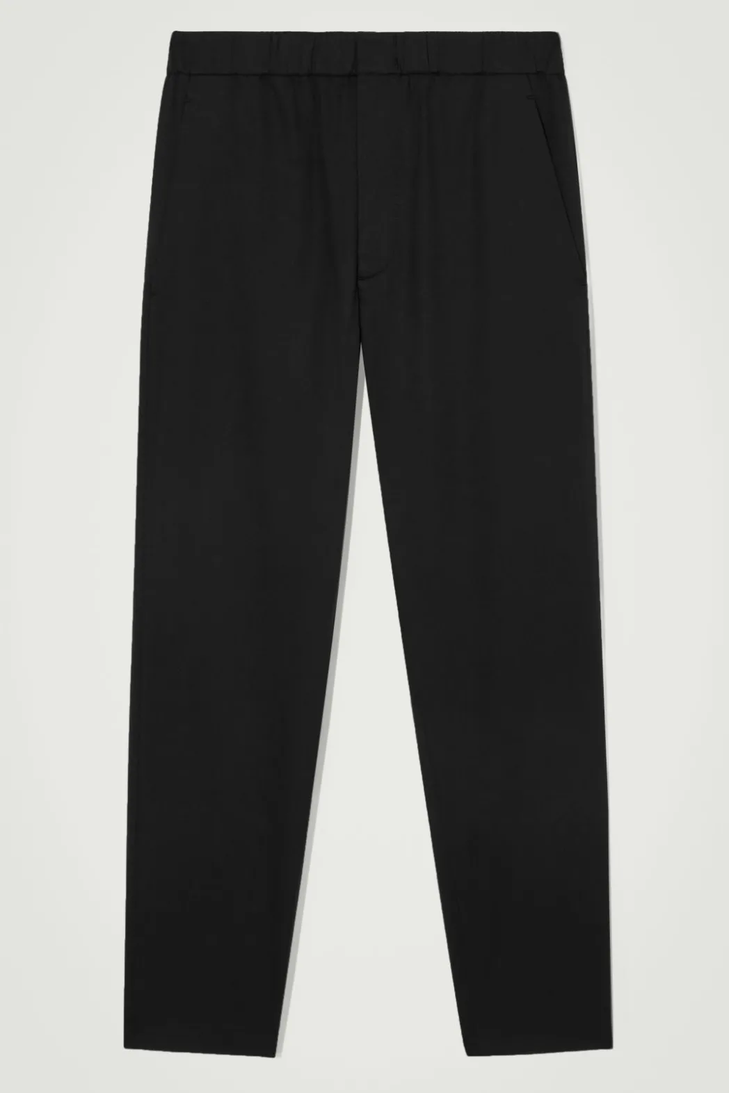 Discount COS ELASTICATED TAPERED TWILL PANTS BLACK