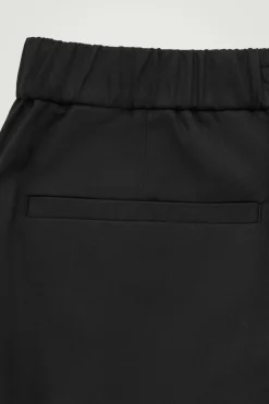 Discount COS ELASTICATED TAPERED TWILL PANTS BLACK
