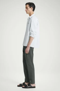 Sale COS ELASTICATED TAPERED TWILL PANTS DARK GREEN