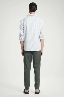 Sale COS ELASTICATED TAPERED TWILL PANTS DARK GREEN