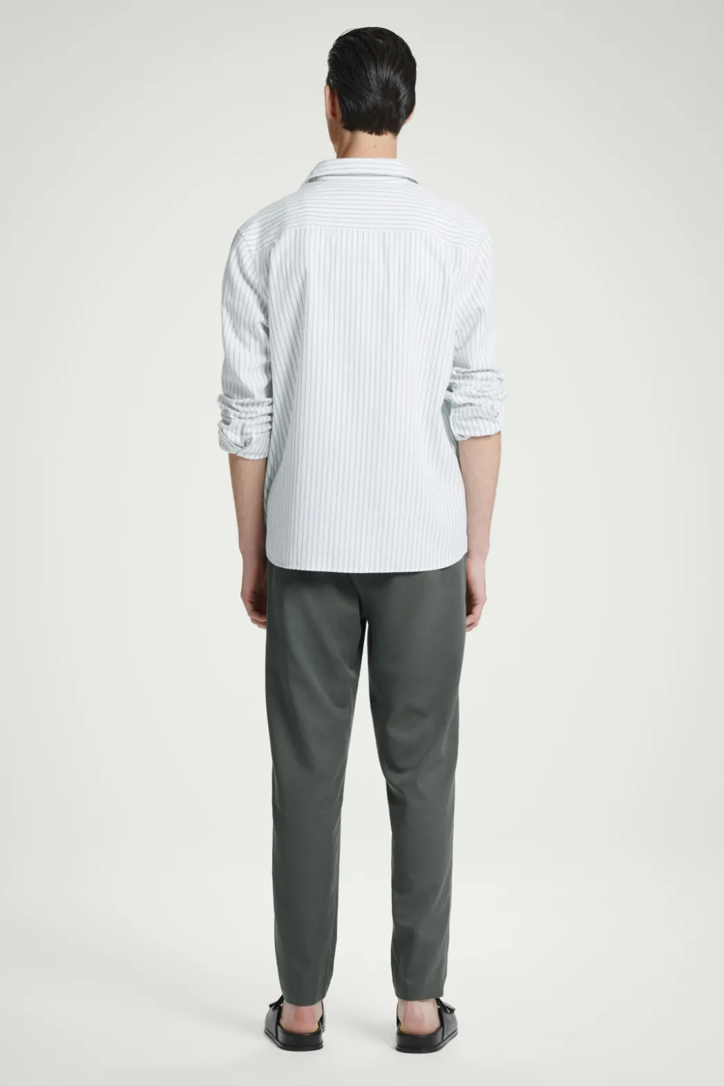 Sale COS ELASTICATED TAPERED TWILL PANTS DARK GREEN