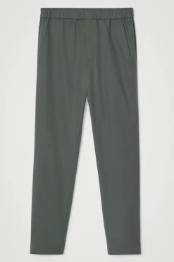 Sale COS ELASTICATED TAPERED TWILL PANTS DARK GREEN