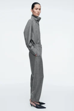 Sale COS ELASTICATED WOOL-FLANNEL PANTS GRAY MÉLANGE