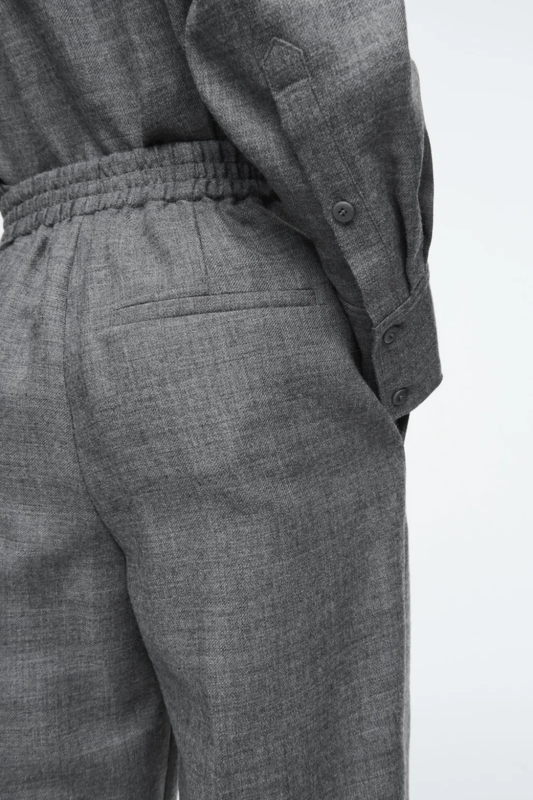 Sale COS ELASTICATED WOOL-FLANNEL PANTS GRAY MÉLANGE