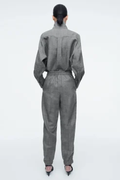 Sale COS ELASTICATED WOOL-FLANNEL PANTS GRAY MÉLANGE