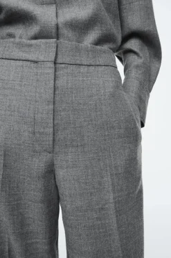 Sale COS ELASTICATED WOOL-FLANNEL PANTS GRAY MÉLANGE