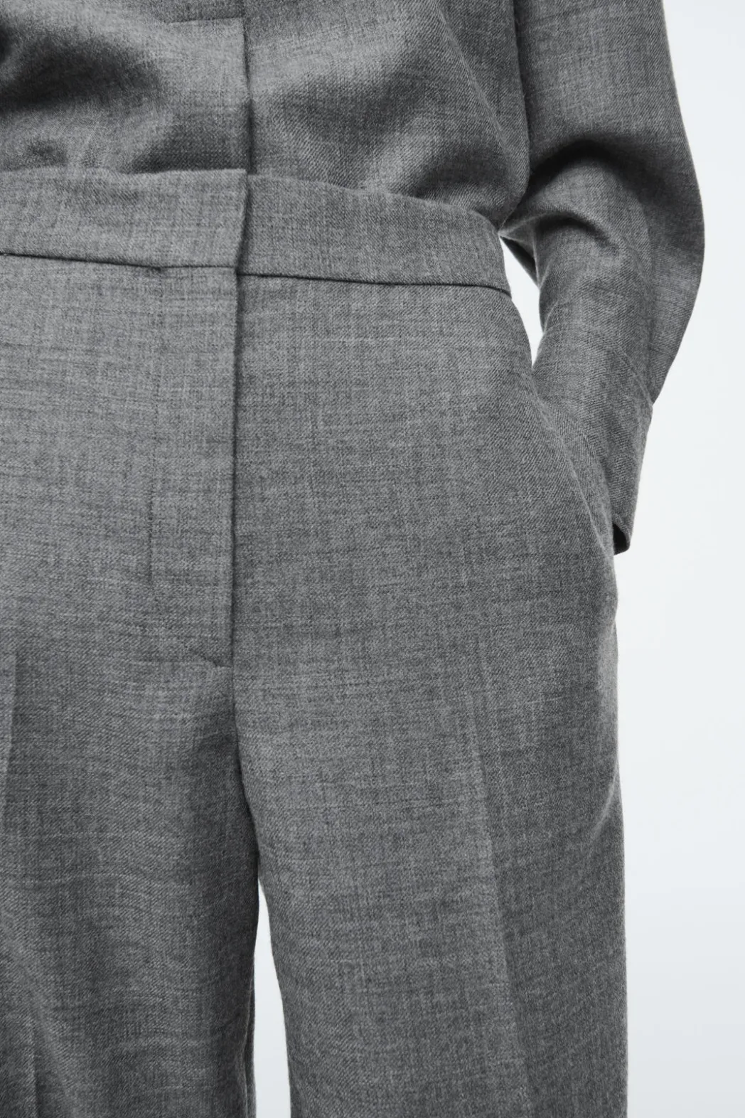Sale COS ELASTICATED WOOL-FLANNEL PANTS GRAY MÉLANGE
