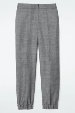 Sale COS ELASTICATED WOOL-FLANNEL PANTS GRAY MÉLANGE