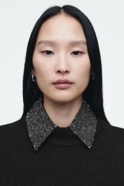 COS EMBELLISHED BIB COLLAR BLACK