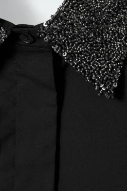 COS EMBELLISHED BIB COLLAR BLACK